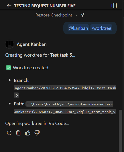Creation of Git Worktrees Participant Command