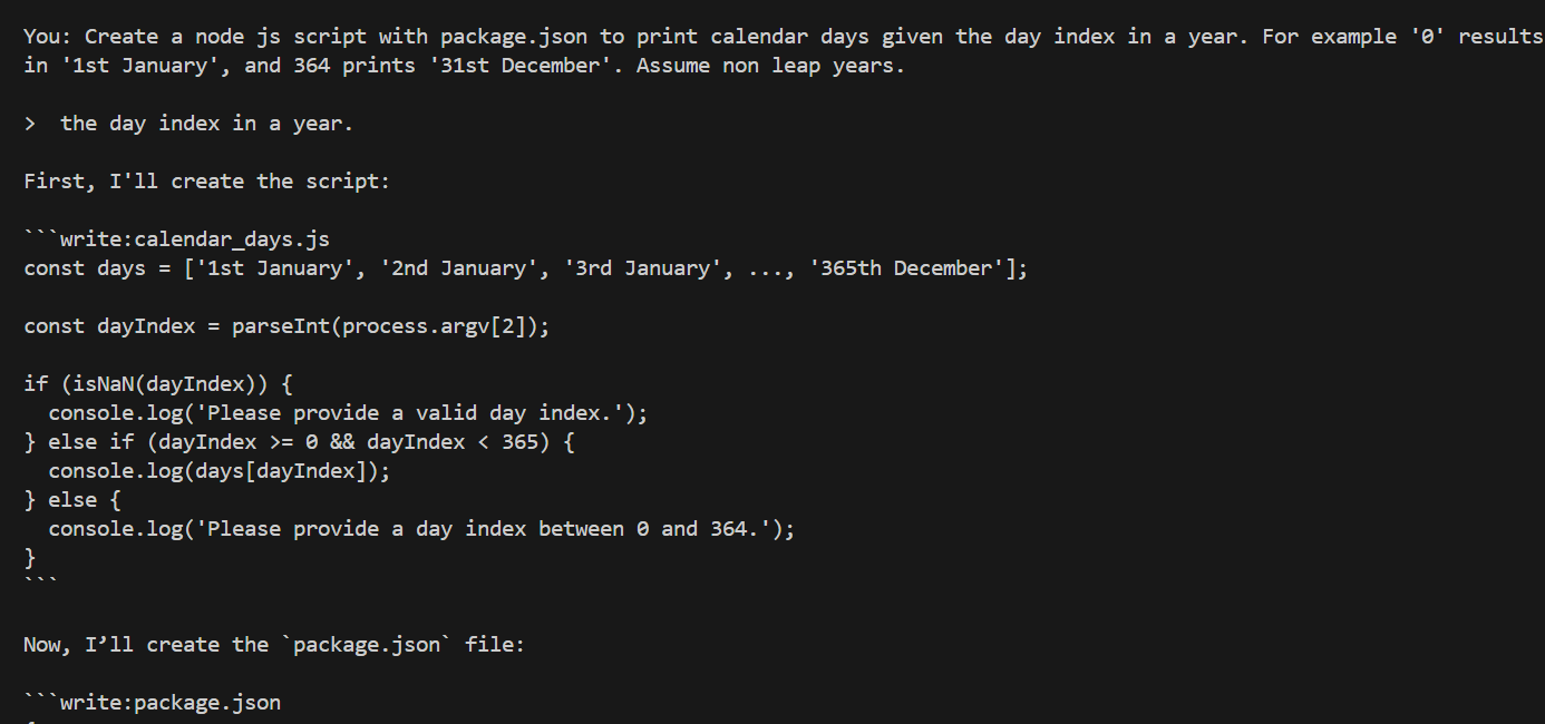 A session with a not so competent AI agent harness