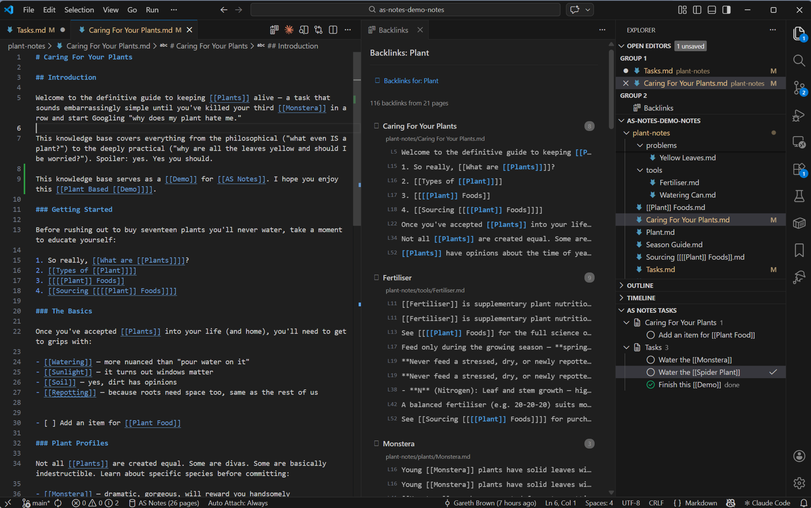 AS notes full window