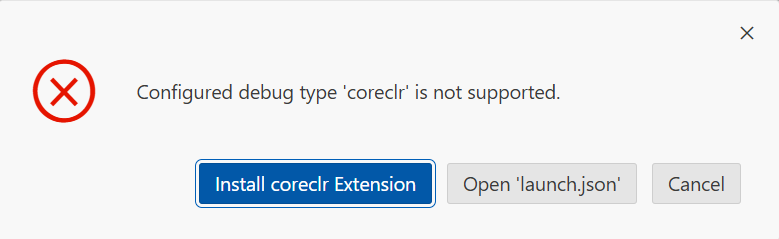 Coreclr Debugging Error Message