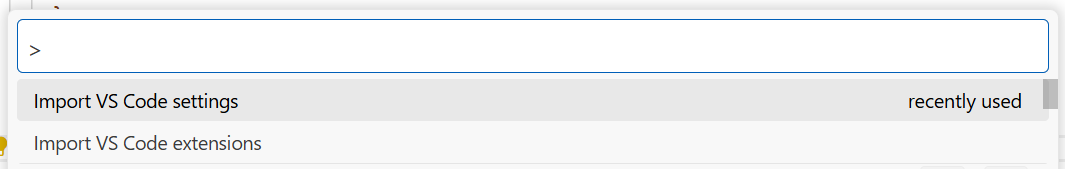 Import VS Code settings and Extensions command